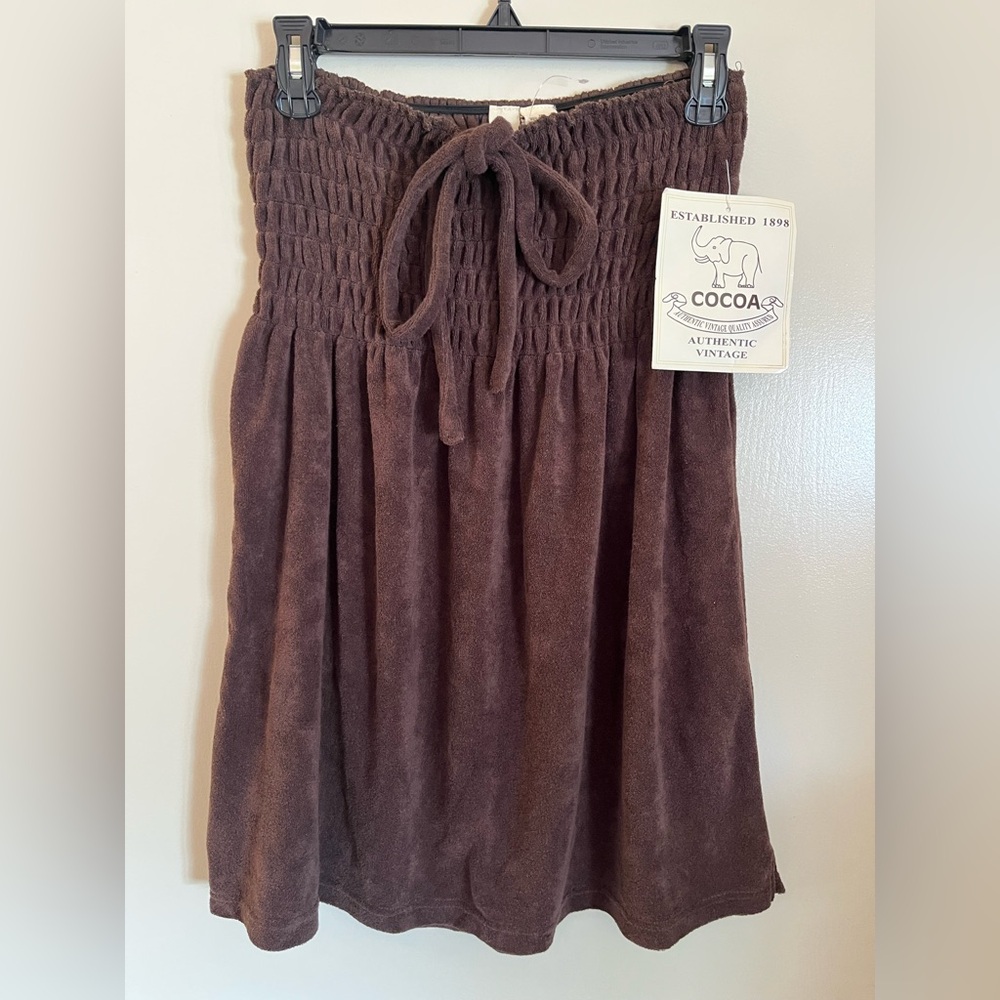Cocoa Terry Cloth Smocked Waist Cover Up in Chocolate Brown